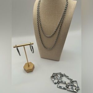 Stainless Steel Earrings, Necklace and Bracelet